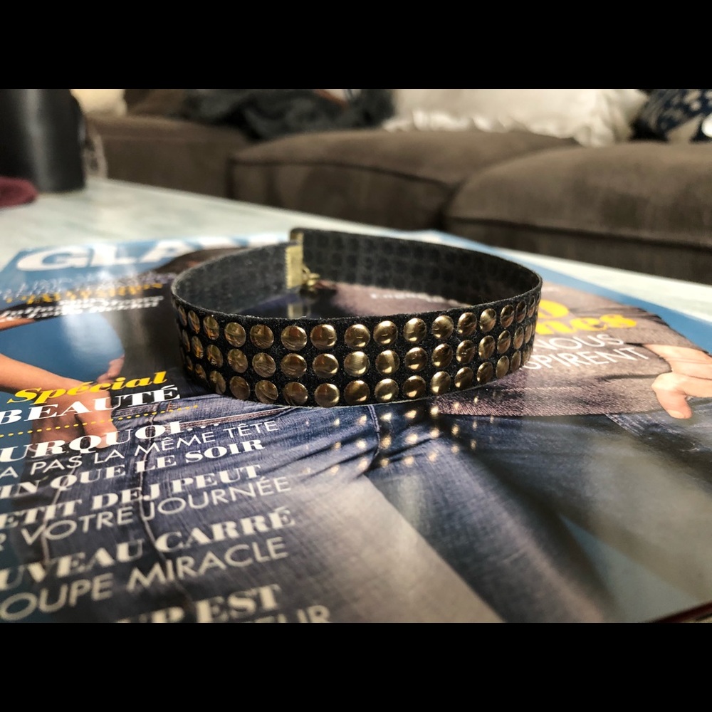 Leather studded choker